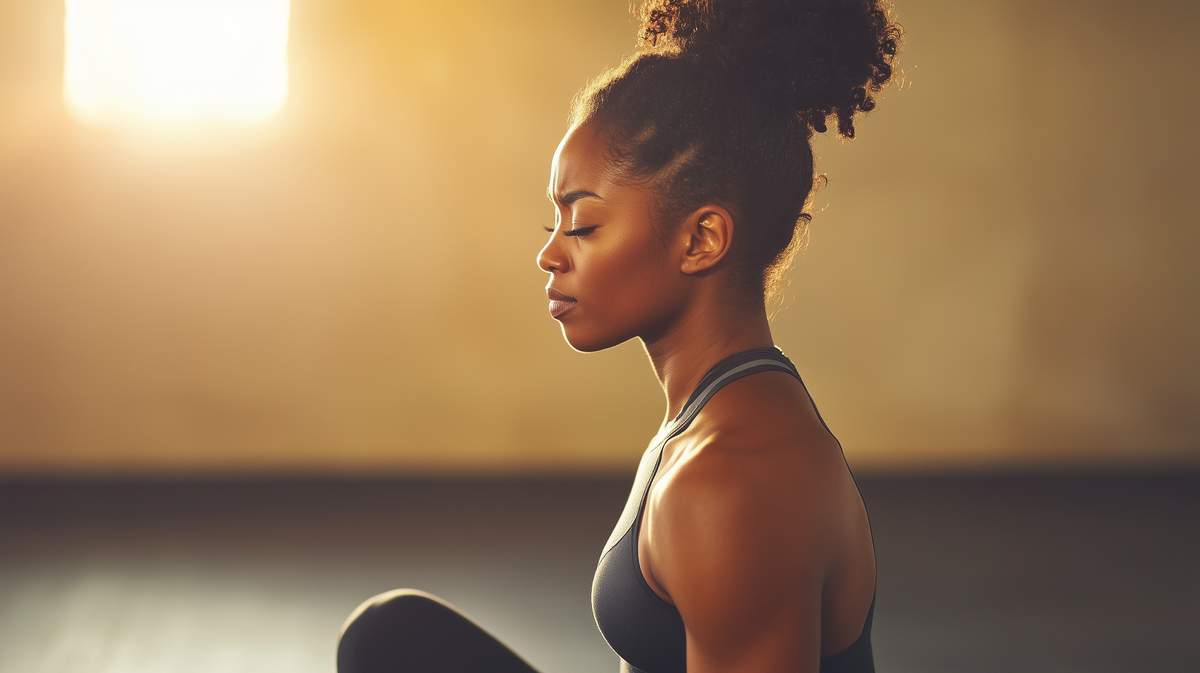 Une femme gymnaste fatiguée après une longue séance d'entraînement