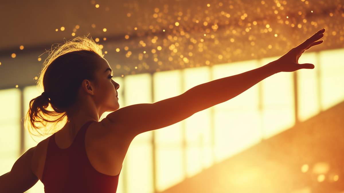 Une femme en compétition de gymnastique dans le Rhône-Alpes