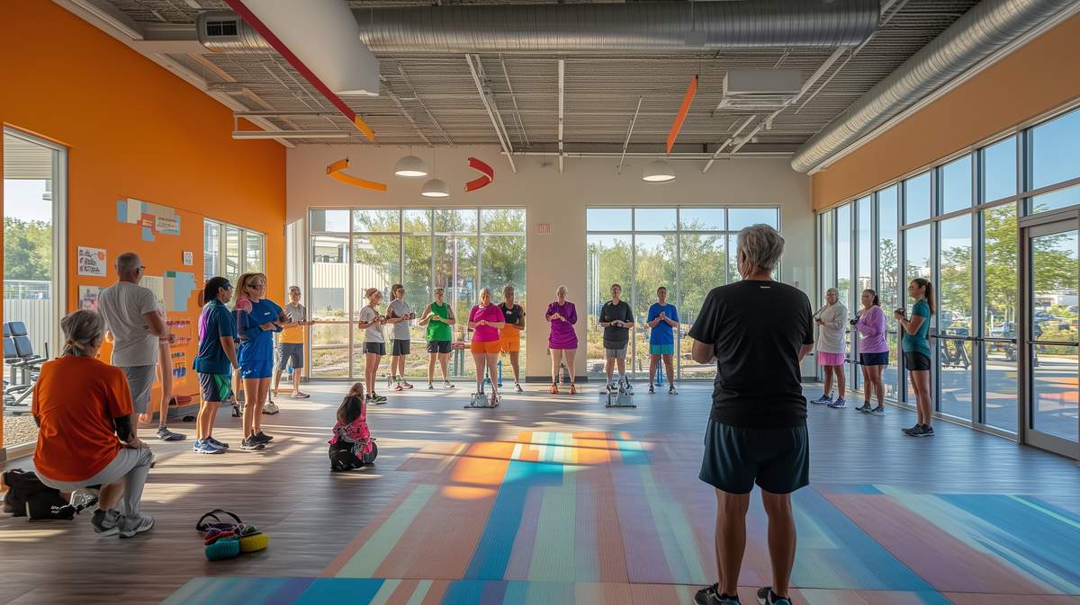 Un coach de gymnastique dans un gymnase