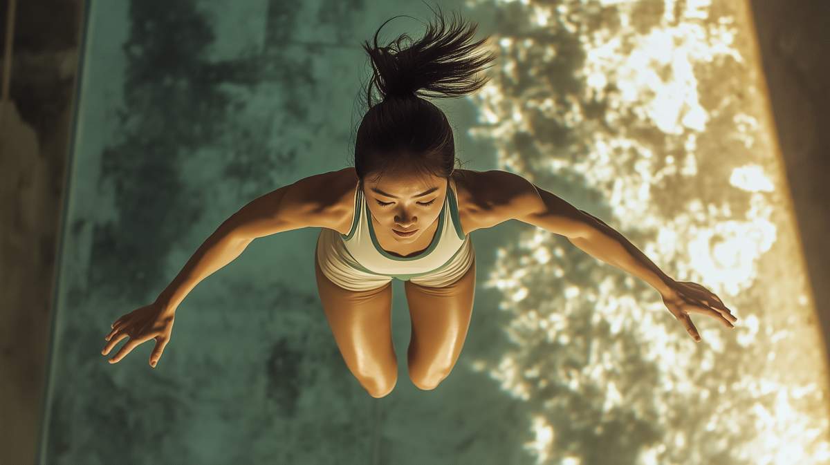 Une gymnaste acrobatique vue de haut