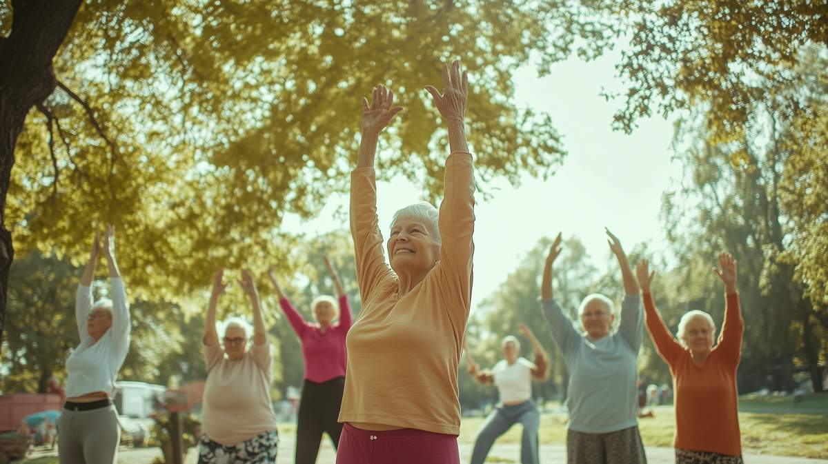 Des personnes âgées qui s'étirent avant la gymnastique